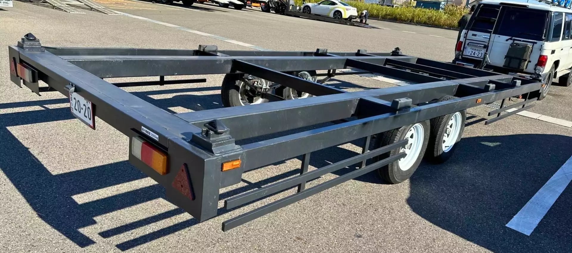 A 20ft container trailer chassis with a road license