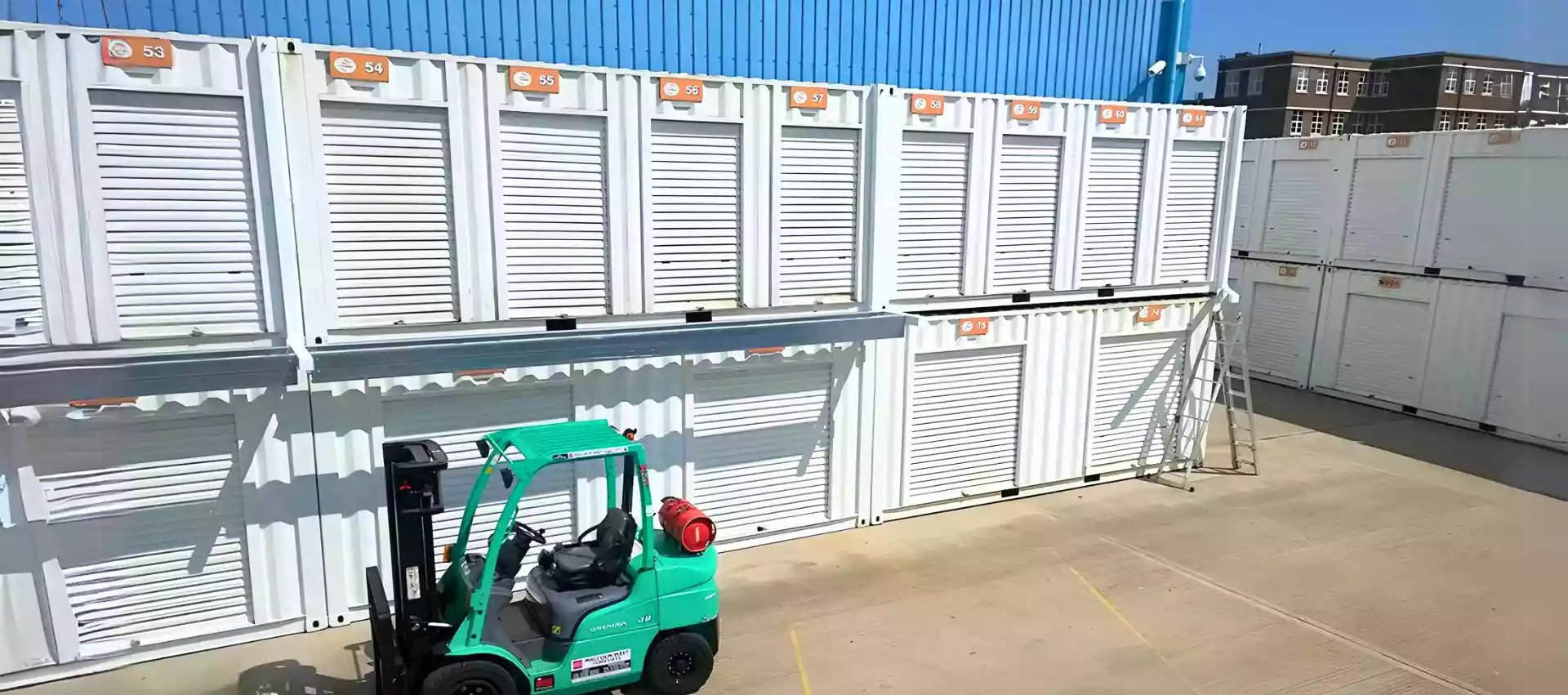 self storage container site, build with 20ft shipping container,each self storage unit equipment with 4 roller up doors. 