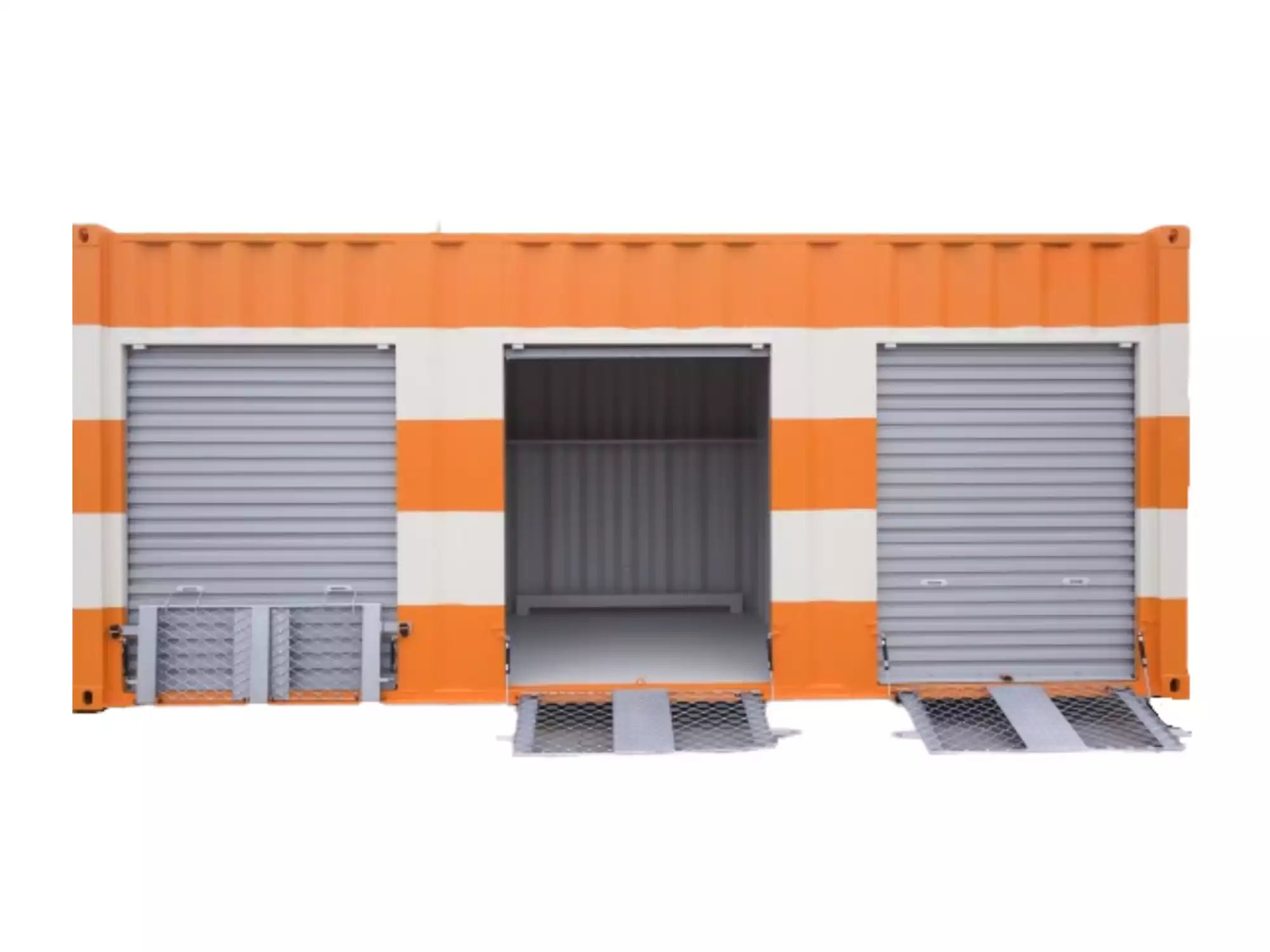 20ft shipping container self storage unit 3 roller up doors,motobike storage units with stainless ramp