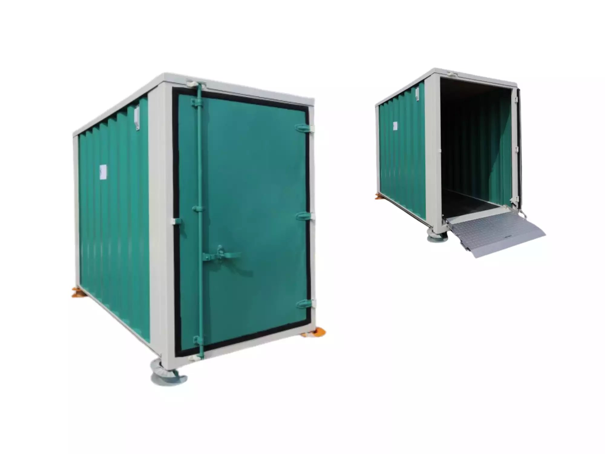 6ft mini self storage container for motorbike storage,equipped with a foldable ramp